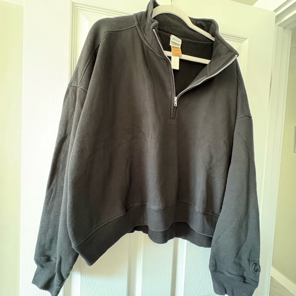 PINK Victoria's Secret Black Quarter-Zip Sweater